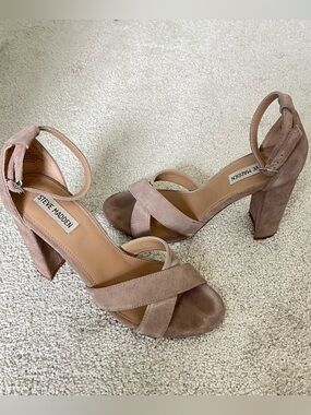 Steve Madden Tan Suede Block Heels
